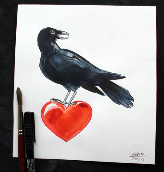 Crow and heart. Original art