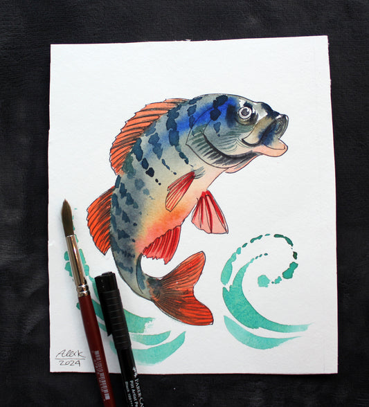 Watercolor fish. Original art