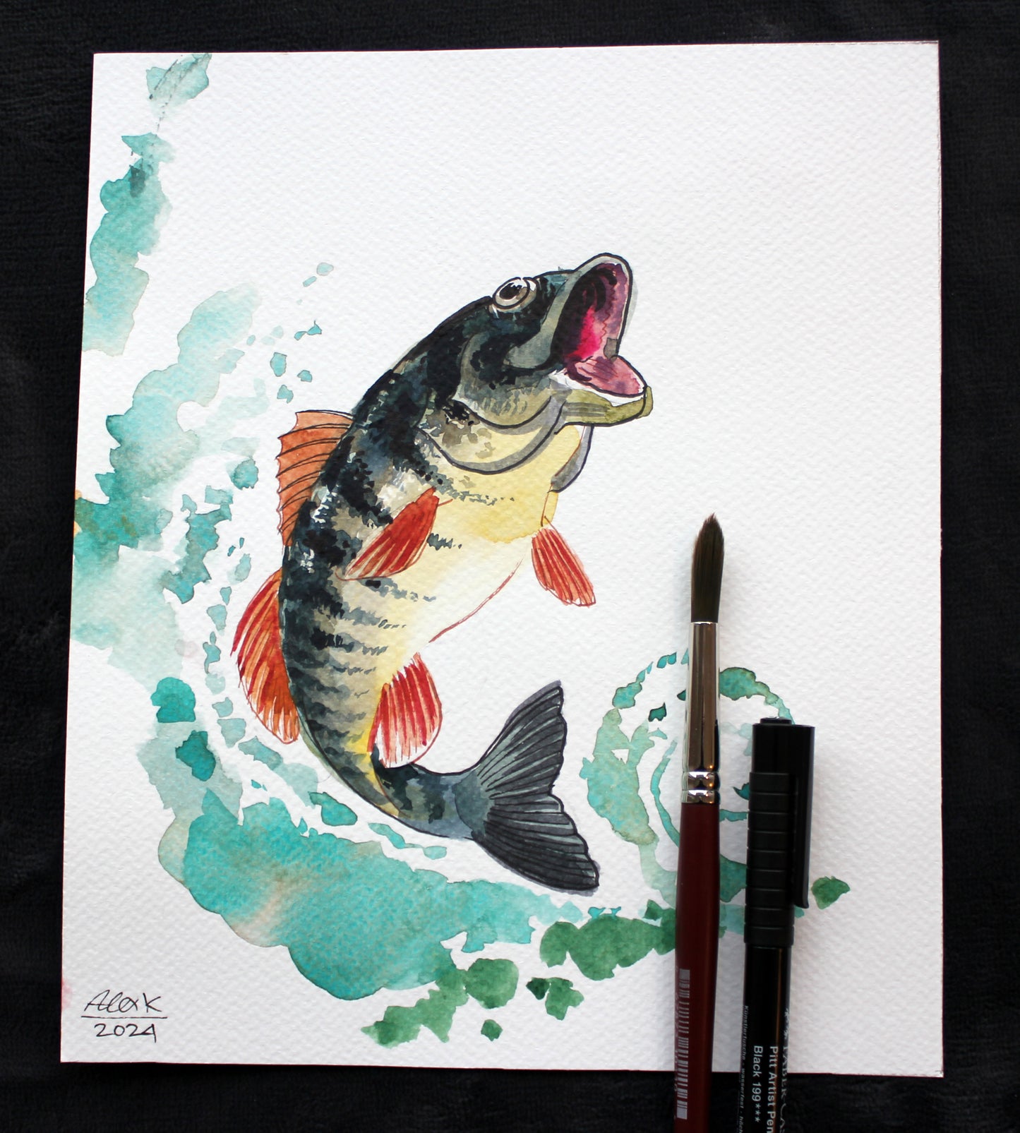 Watercolor fish. Original art