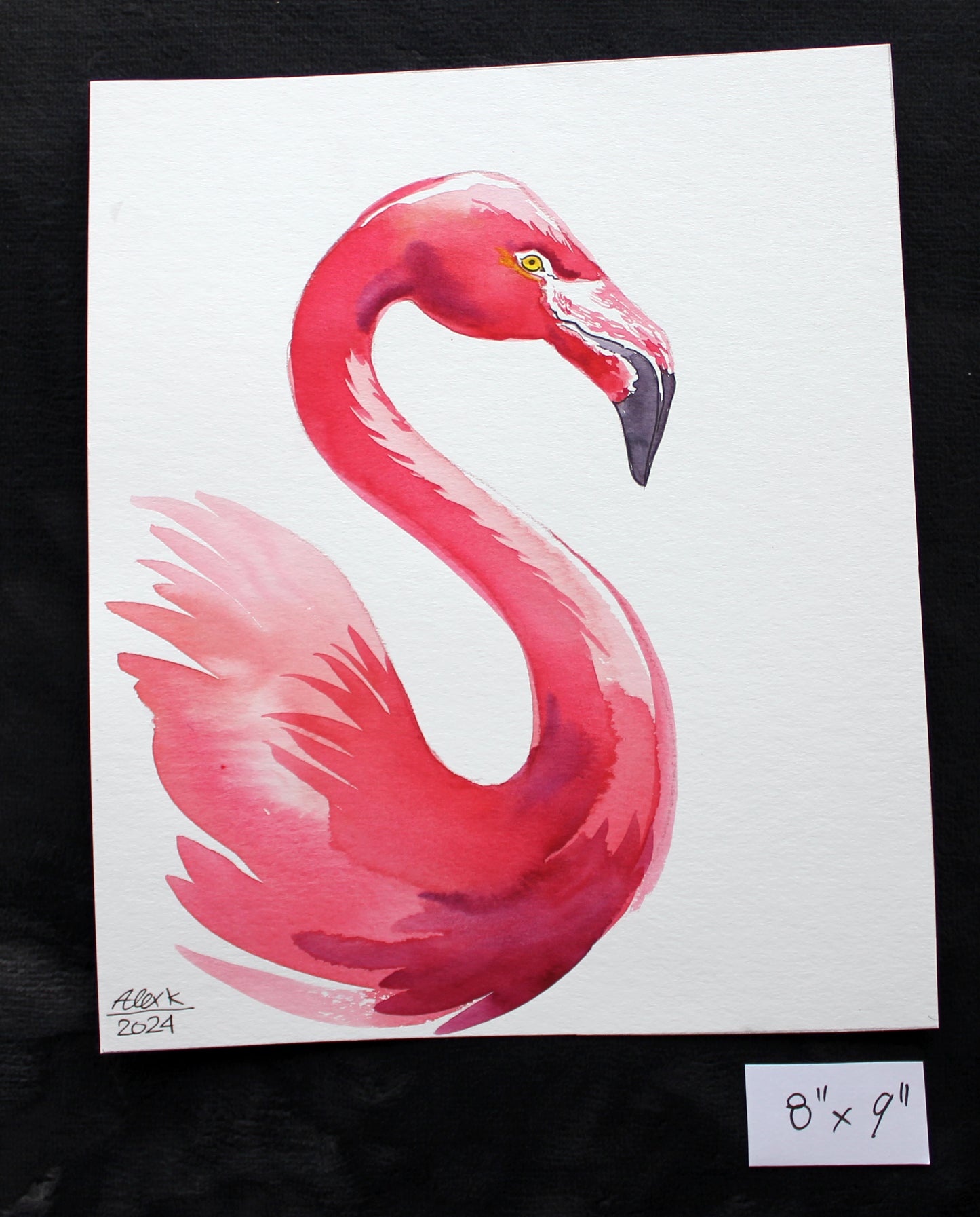 Watercolor flamingo. Original art