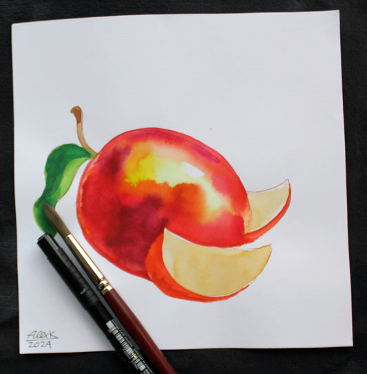 Watercolor mango fruit. Original art