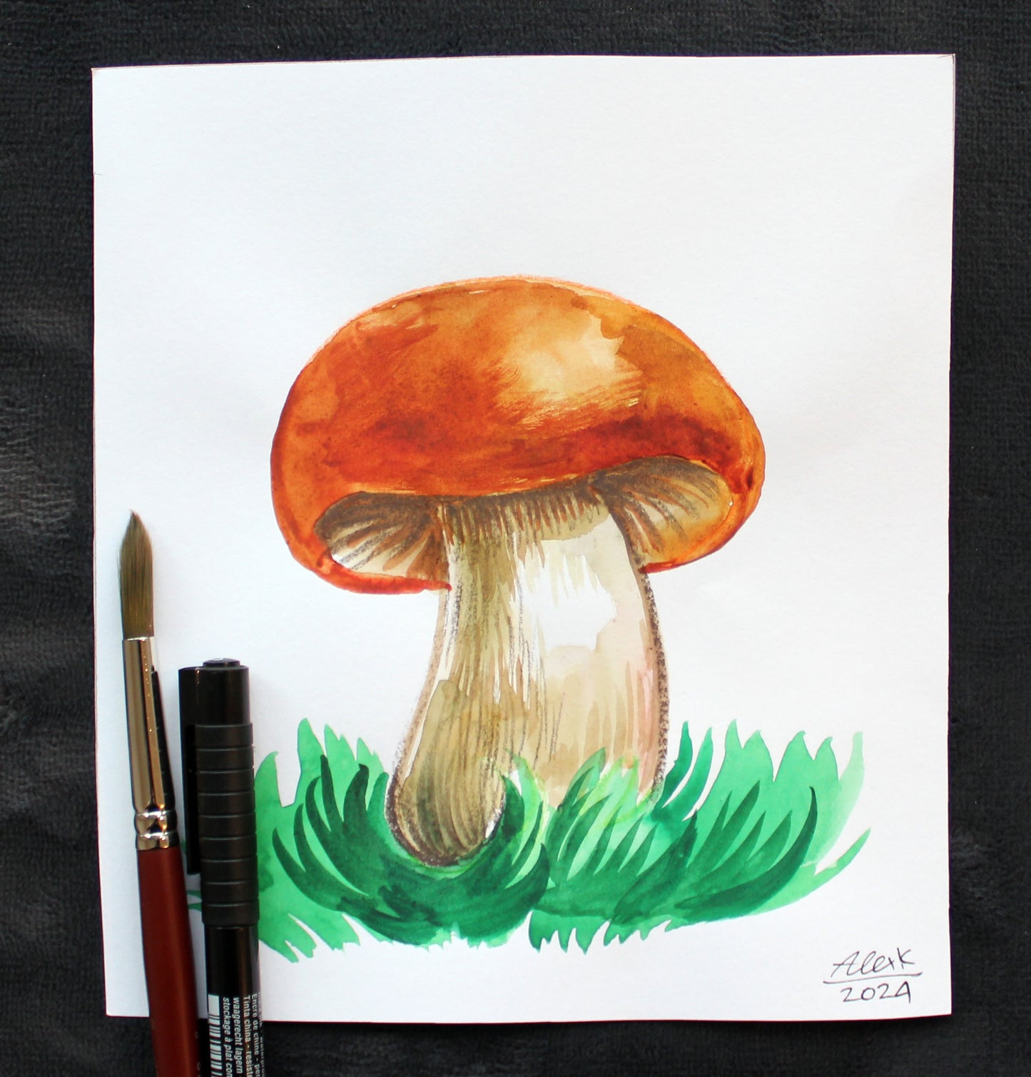 Watercolor mushroom. Original art