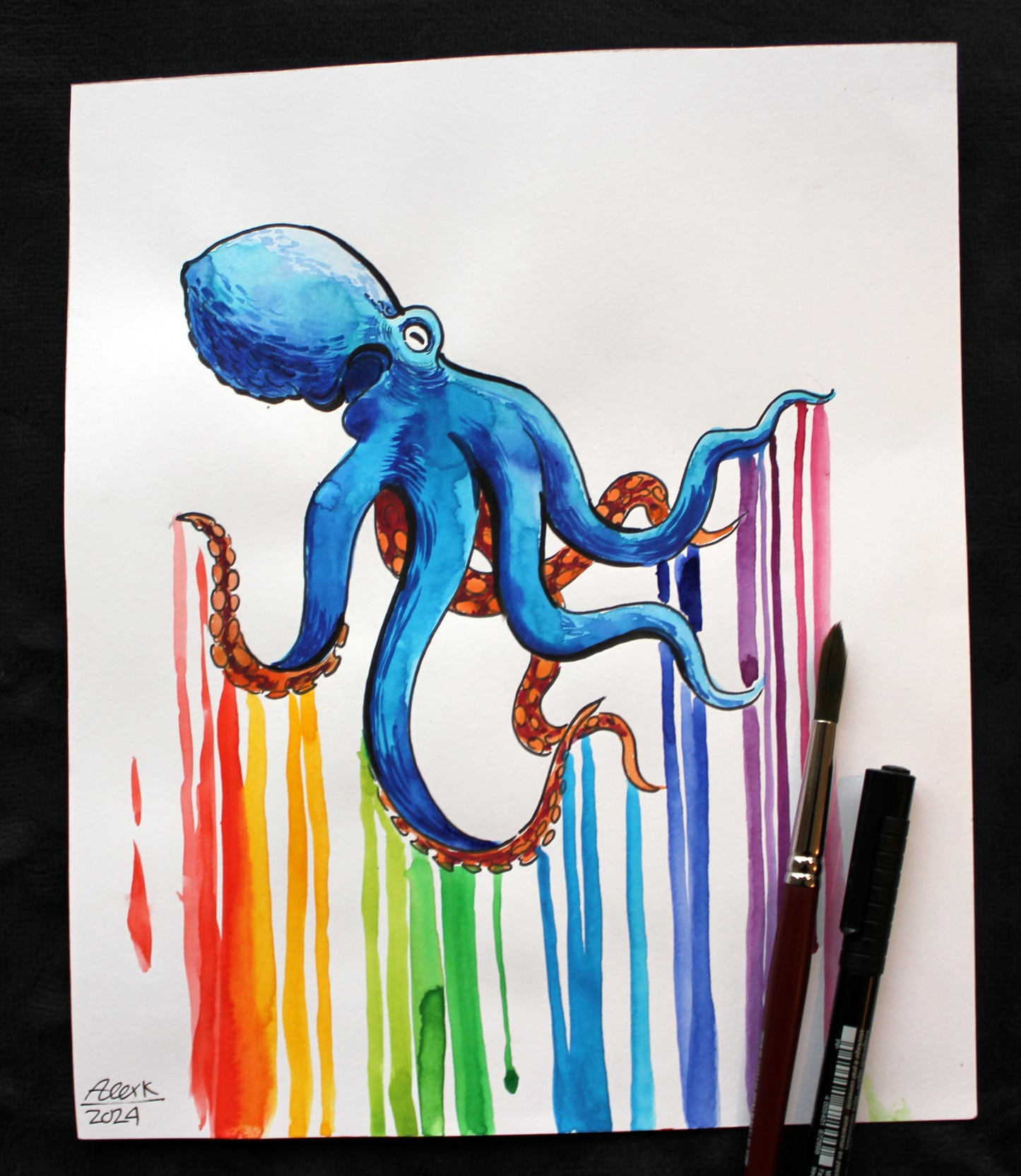 Watercolor octopus