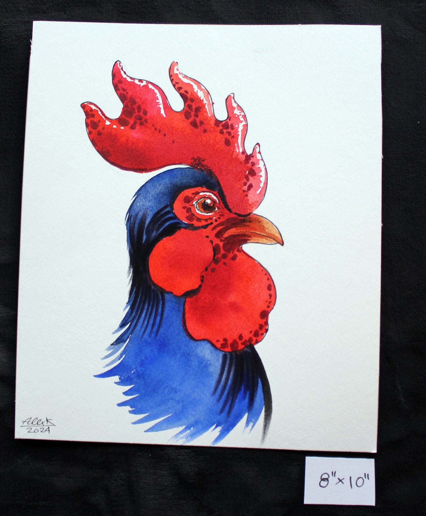 Watercolor rooster. Original art