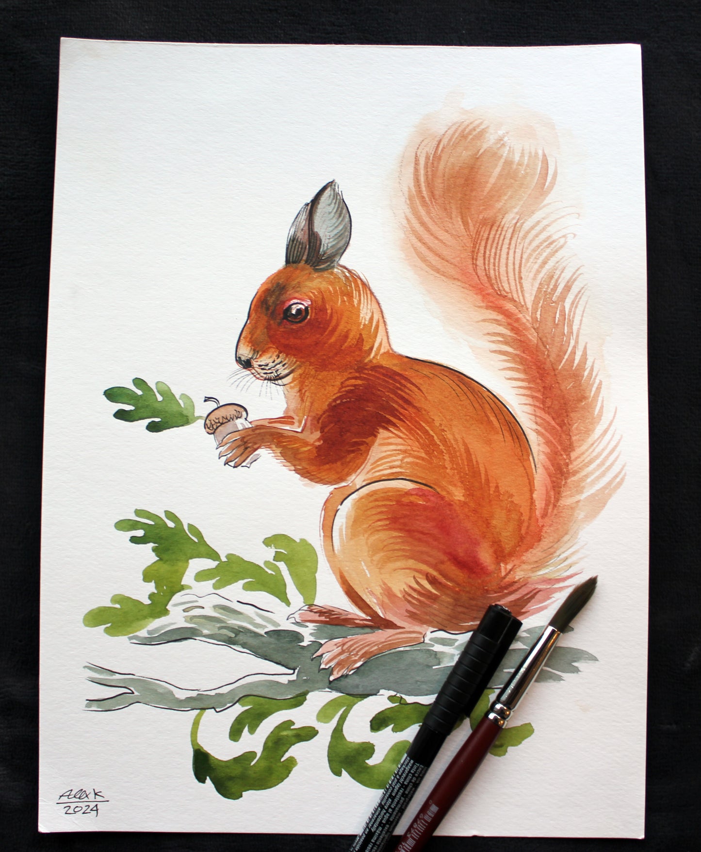 Watercolor squirrel. Original art