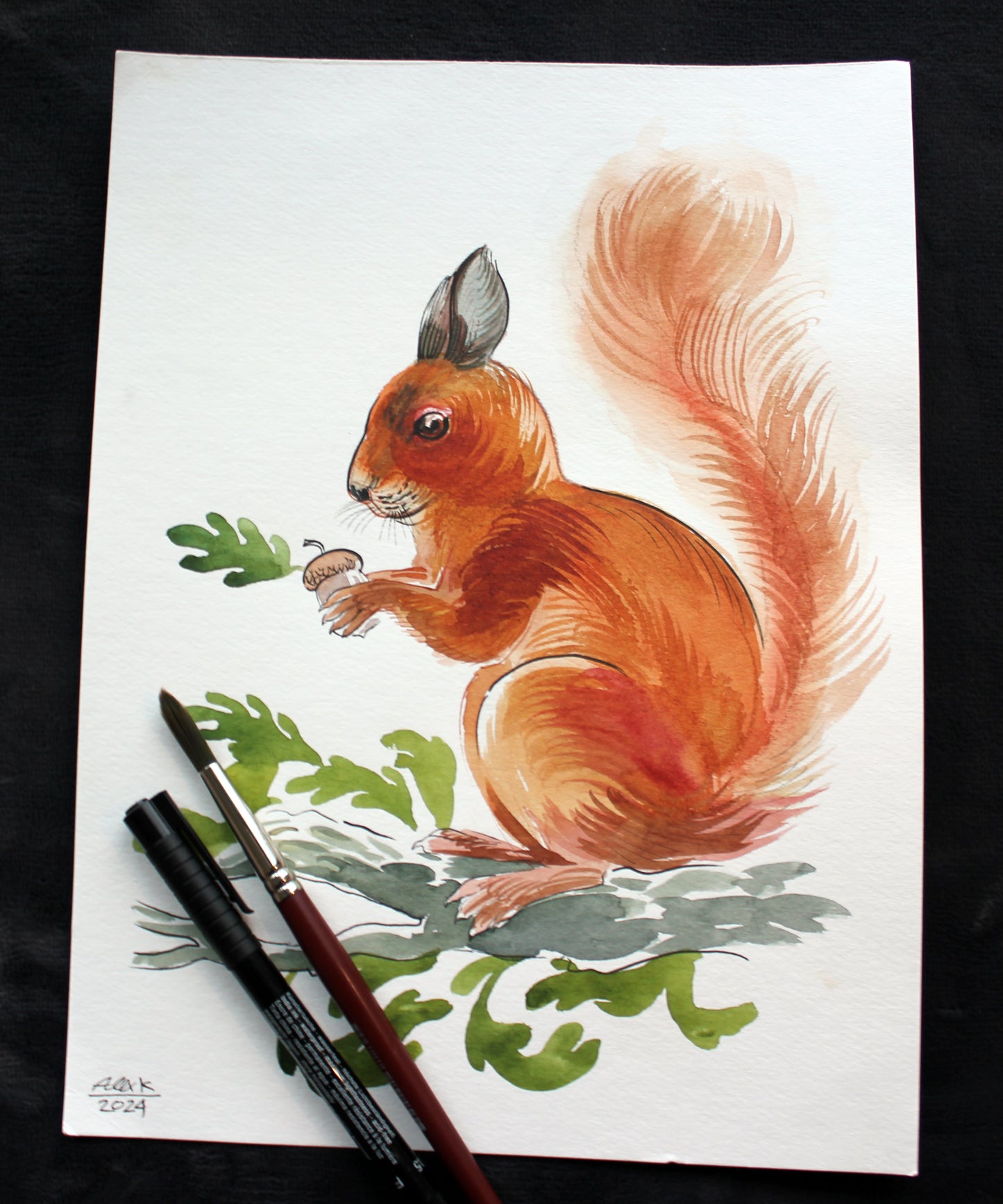 Watercolor squirrel. Original art