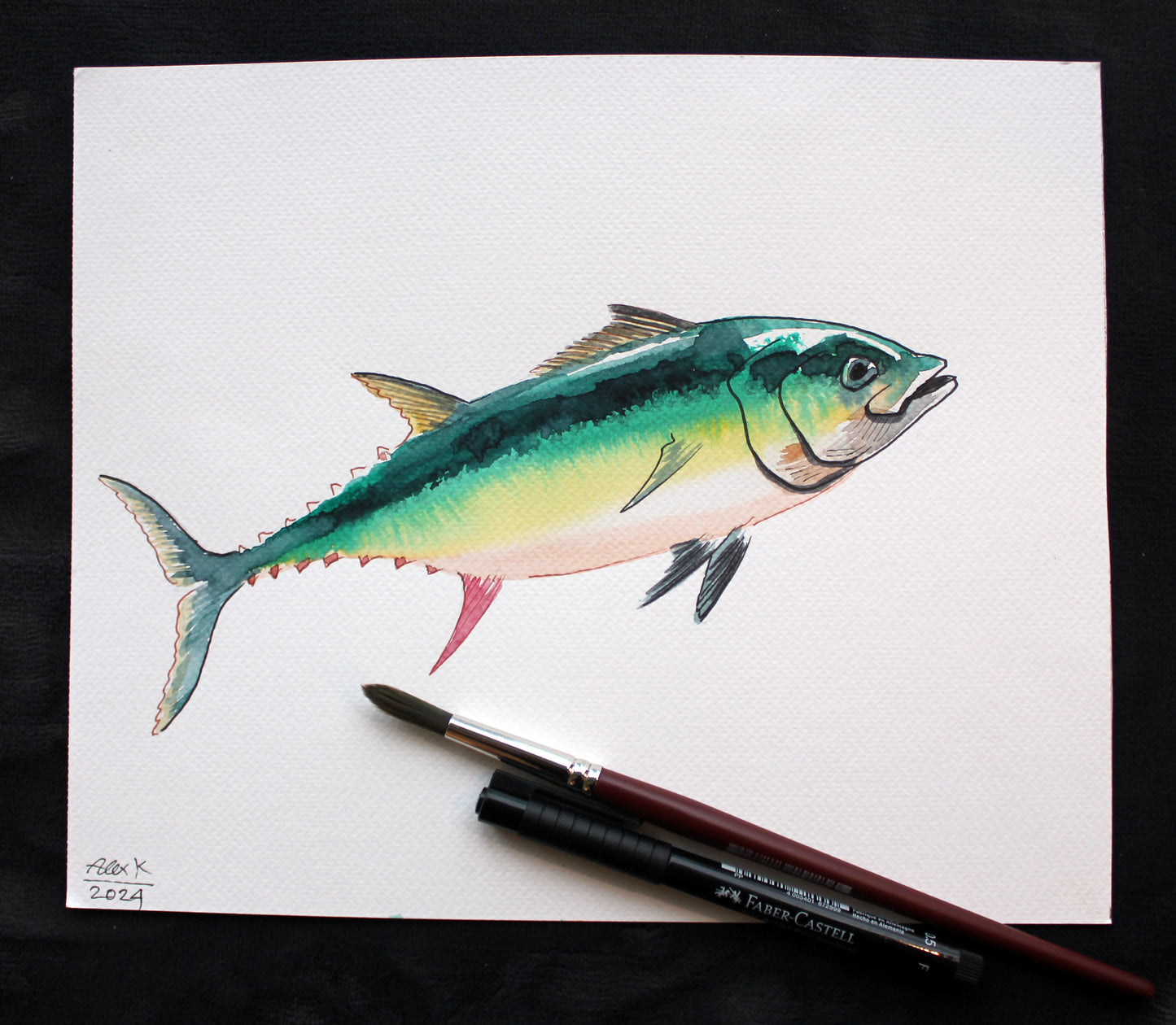 Watercolor tuna. Original art